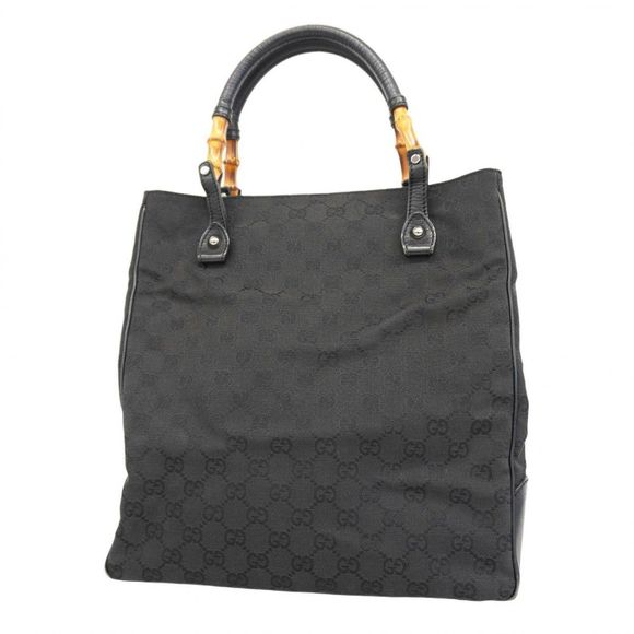Gucci Tote Bag GG Canvas/Bamboo 112530 Canvas Black with Silver Hardware  Women' - Picture 1 of 10